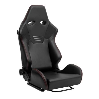 Universal Racing Seat Black Pu Nappa With Double Red Stitch
