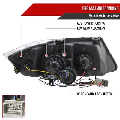2006-2008 BMW E90 3 Series Sedan Dual Halo Projector Headlights LED Black