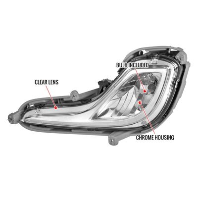 2012-2017 Hyundai Accent 12V/27W 881 Fog Lights Kit Chrome/Clear Lens