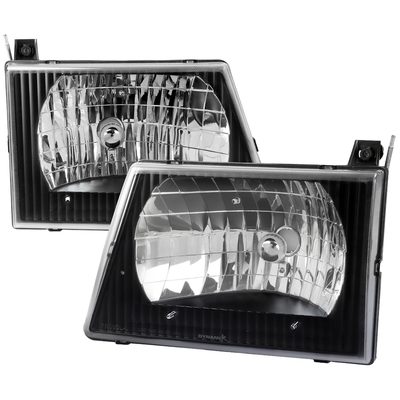 1992-2006 Ford Econoline Factory Style Crystal Headlights Matte Black/Clear