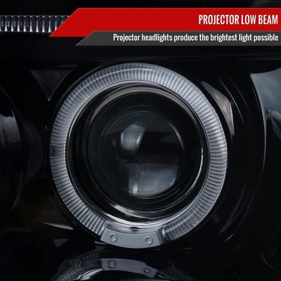 2005-2015 Nissan Xterra Dual Halo Projector Headlights Glossy Black/Smoke Lens