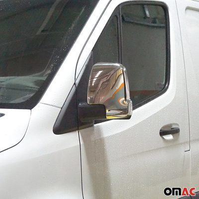 2019-2026 Mercedes Sprinter W907 910 Side Mirror Cover Caps Stainless Steel Silver 2Pcs