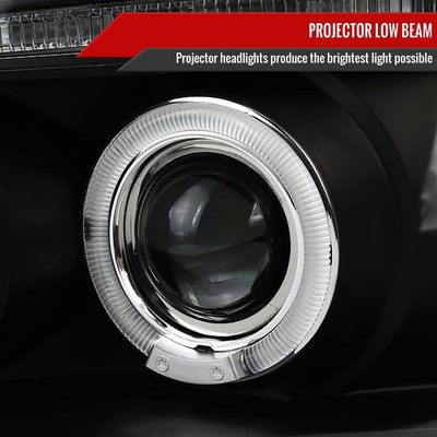 1997-2004 Ford F-150 / 1997-2002 Expedition Dual Halo Projector Headlights Black