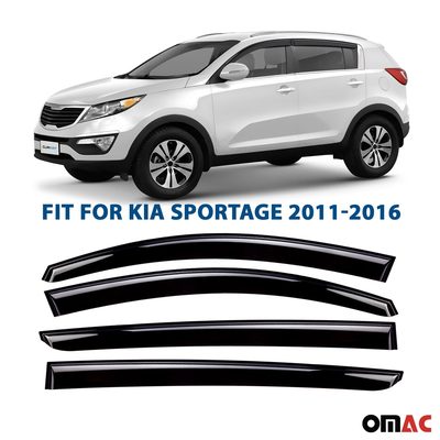 Clim Art Wind Deflectors for Kia Sportage 2011-2016 Shatterproof Tape-On Dark 4x