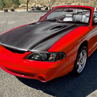 1994-1998 Ford Mustang 1PC Crystal Headlights Amber Reflectors Matt Black