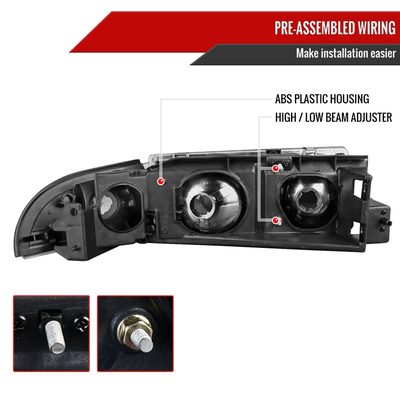 1991-1996 Chevy Caprice / Impala Factory Headlights Corner Signal Black