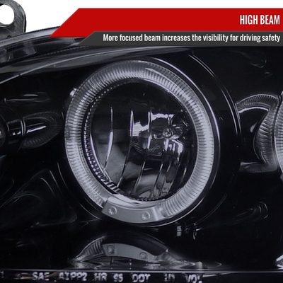 1998-2002 Honda Accord Dual Halo Projector Headlights Glossy Black/Smoke Lens