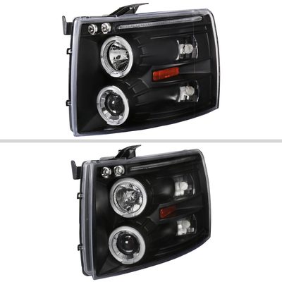2007-2013 Chevy Silverado 1500 2500HD 3500HD Dual Halo Headlights Matte Black