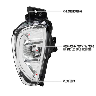 2020-2022 Ford Escape LED Fog Lights Kit Chrome Housing/Clear Lens