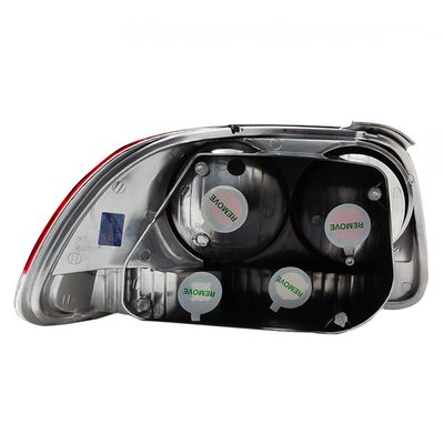 1993-1997 Honda Del Sol Tail Lights Chrome Housing/Red Clear Lens
