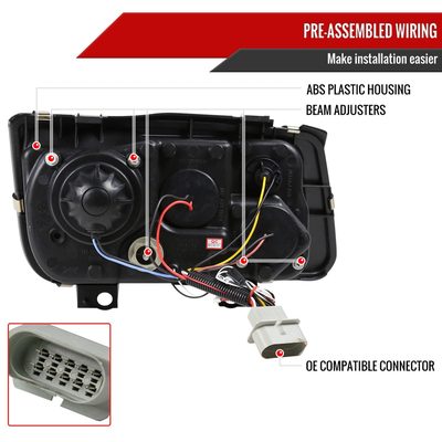 1999-2004 VW Jetta/Bora Projector Headlights R8 LED Light Strip Chrome