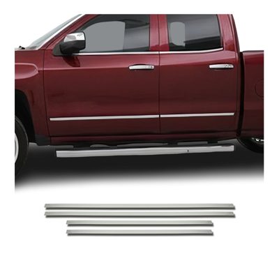 2014-2019 Chevrolet Silverado 2500 Side Door Molding Trim Stainless Steel Silver 4 Pcs