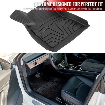 2017-2022 Tesla Model 3 Black TPE Front & Rear Floor Mats All Weather 5Pcs