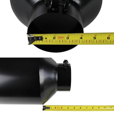Universal 4" Inlet/8" Outlet Black Stainless Steel Bolt-On Angled Exhaust Tip