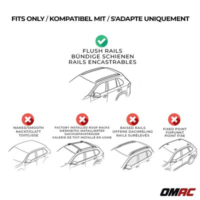 2020-2025 Hyundai Palisade Roof Rack Cross Bars Black Luggage Carrier 2 Pcs