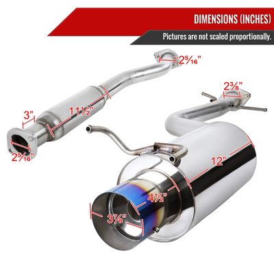 2001-2005 Lexus IS300 T-304 S.Steel Catback Exhaust System w/ Burnt Tip