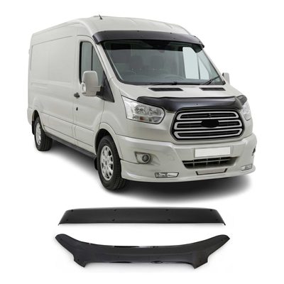 2015-2026 Ford Transit Windshield Sun Visor & Bug Shield Hood Deflector Kit 2Pcs Smoke
