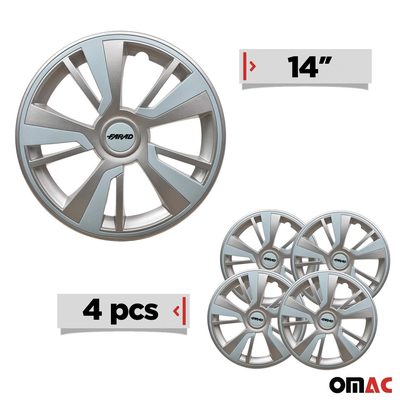 Twintone Hub Caps Wheel Cover 14" Grey & Light Blue Insert Full Set 4 pcs.