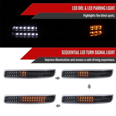 1999-2007 GMC Sierra/Yukon/ XL Bumper Lights Turn Signal Lights Matt Black