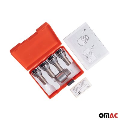 Wheel Lock Kit for Land Rover Range Rover Sport M14X1,5 Silver 4Locks & 1Key
