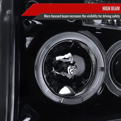 2004-2015 Nissan Titan/ 2004-2007 Armada Dual Halo Projector Headlights Black