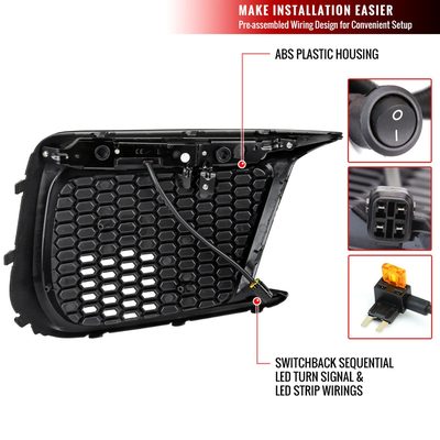 2018-2021 Subaru Impreza WRX STI LED Switchback Fog Light Mesh Glossy Black