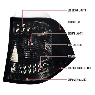 1998-2005 Mercedes Benz W163 M Class LED Tail Lights Chrome/Smoke Lens