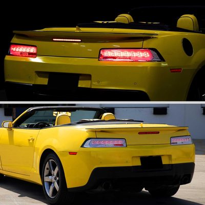 For Chevrolet Camaro 2014-2015 Full Red LED Sequential Tail Light Chrome Housing Clear Lens