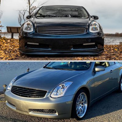 2003-2007 Infiniti G35 Coupe LED Bar Projector Headlights Turn Signals Chrome