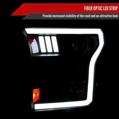 2015-2017 Ford F-150 LED Bar Projector Headlights Black Housing/Smoke Lens