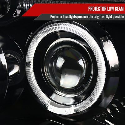 1999-2004 Jeep Grand Cherokee Dual Halo Projector Headlights Jet Black/Clear
