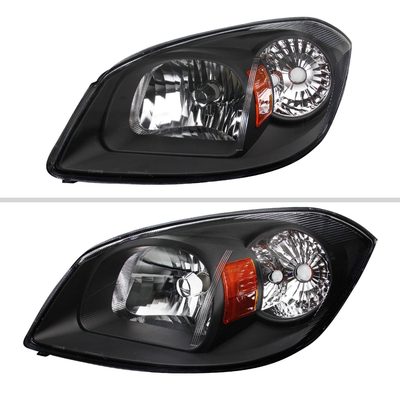 2005-2010 Chevy Cobalt Pontiac Pursuit Factory Crystal Headlights Matt Black