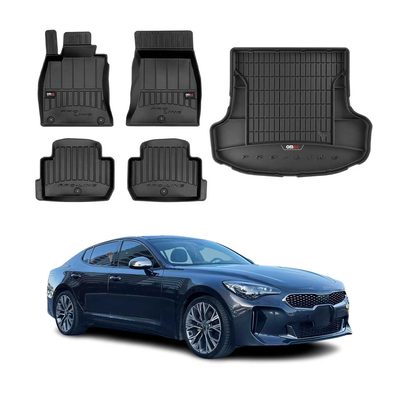 2018-2023 Kia Stinger Premium Floor Mats & Cargo Liner Full Set All Weather Heavy Duty Black