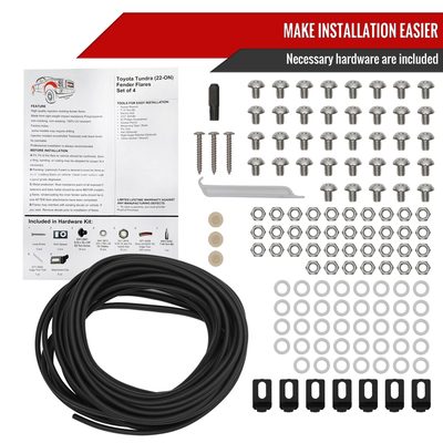 2022-2024 Toyota Tundra Matte Black Rivet Style Fender Flares Protector
