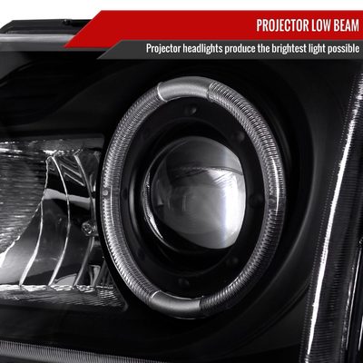 1998-2000 Ford Ranger Halo Projector Headlights Matte Black/Clear Lens
