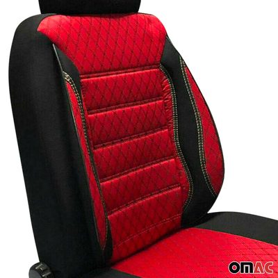 1993-2003 Volkswagen Eurovan Front Car Seat Covers Protector Black Red 2+1 Set