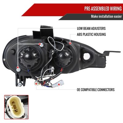 2001-2005 Mazda Miata MX-5 Dual Halo Projector Headlights Chrome/Clear Lens