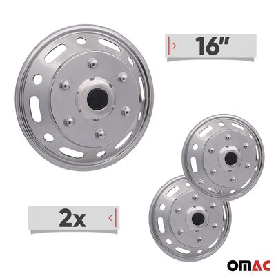 2015-2026 Ford Transit 16" Dual Wheel Simulator Hubcaps Steel Front 2Pcs