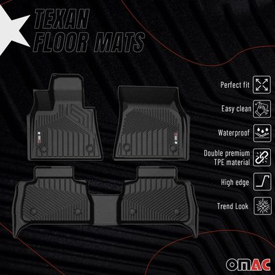 2020-2026 BMW X6 G06 Premium Floor Mats Liners First and Second Row Set Black