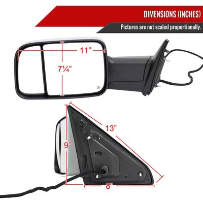 2019-2022 Ram 2500 3500 Chrome Auto-Fold Side Mirror Driver Side