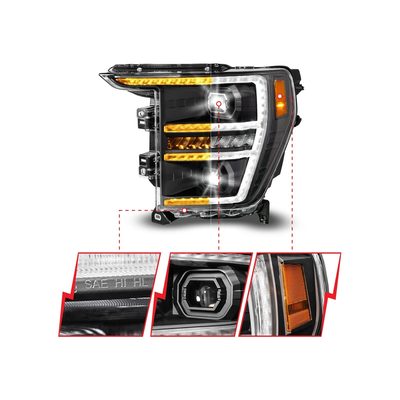 Anzo Black Sequential Signal DRL Projector Headlights 111594
