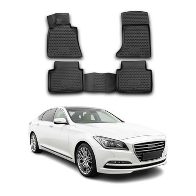 2015-2016 Hyundai Genesis Floor Mats Liners Full Set All Weather Black