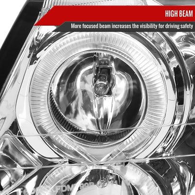 1999-2004 Ford Mustang Dual Halo V2 Projector Headlights Chrome/Clear Lens