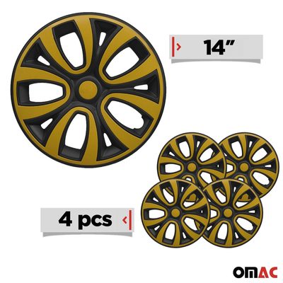 ColorFlex Hub Caps Wheel Cover 14" Black Matt & Yellow Full Set 4 pcs.
