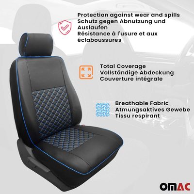 2006-2018 Mercedes Sprinter W906 Leather Custom fit Seat Cover Black Blue