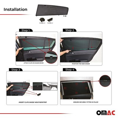 2015-2016 Kia Sportage Side Rear Window Curtain Mesh Black 2Pcs