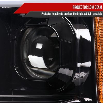 2017-2019 Ford F-250 F-350 F-450 F-550 LED CBar Projector Headlights Jet Black