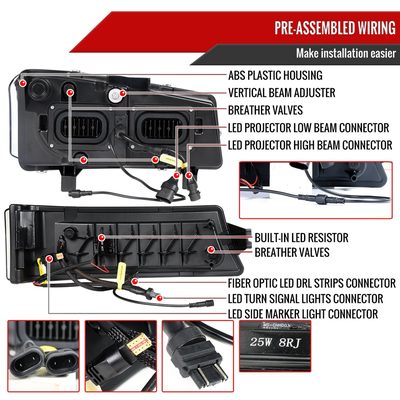 2003-2007 Chevy Silverado Avalanche LED Projector Headlights Bumper Lights