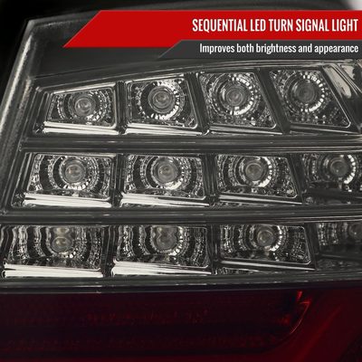 2009-2011 BMW E90 3-Series 4Dr Sedan Red LED Tail Light Chrome/Red Smoke Lens