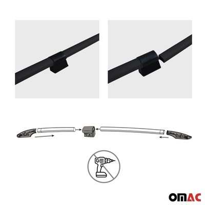 Roof Rack Side Rails for Mercedes Metris 2016-2024 Long Black Alu 2Pcs